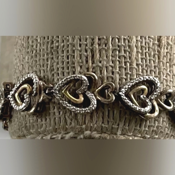 SUN ROSE GOLD-PLATED STERLING SILVER 7.50 INCH BRACELET DIAMOND X40 13.1G - Picture 6 of 14